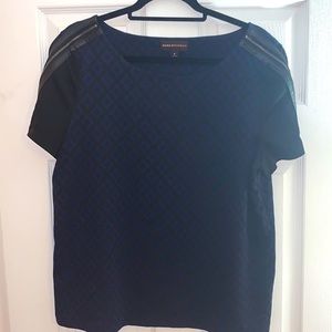 Mixed Media Short Sleeve Blouse